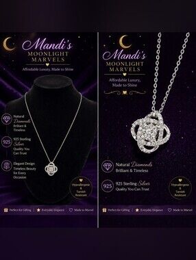 925 Sterling Silver Natural Diamond Knot Necklace